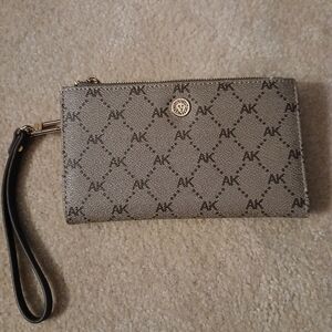 Anne Klein Wristlet Clutch Brown Gold Zipper, FL